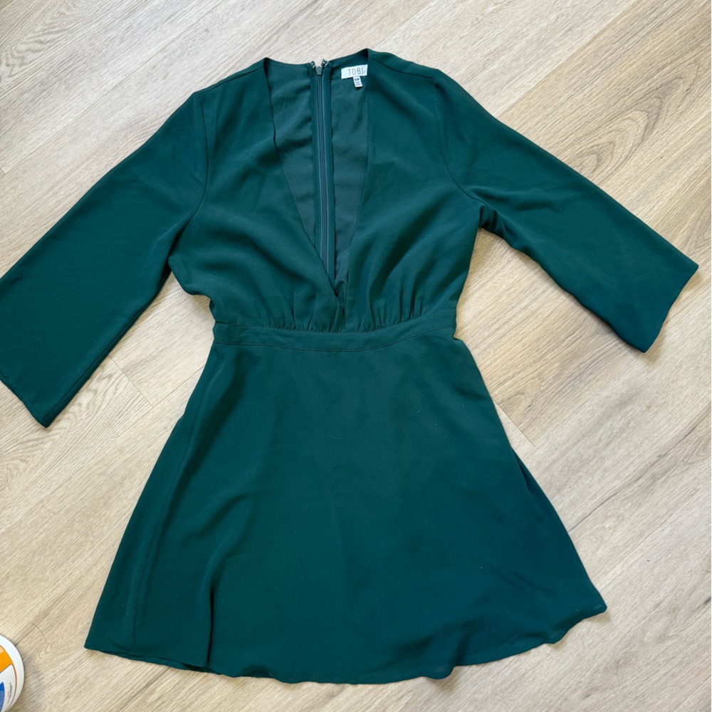 TOBI Green Sleeved Minidress